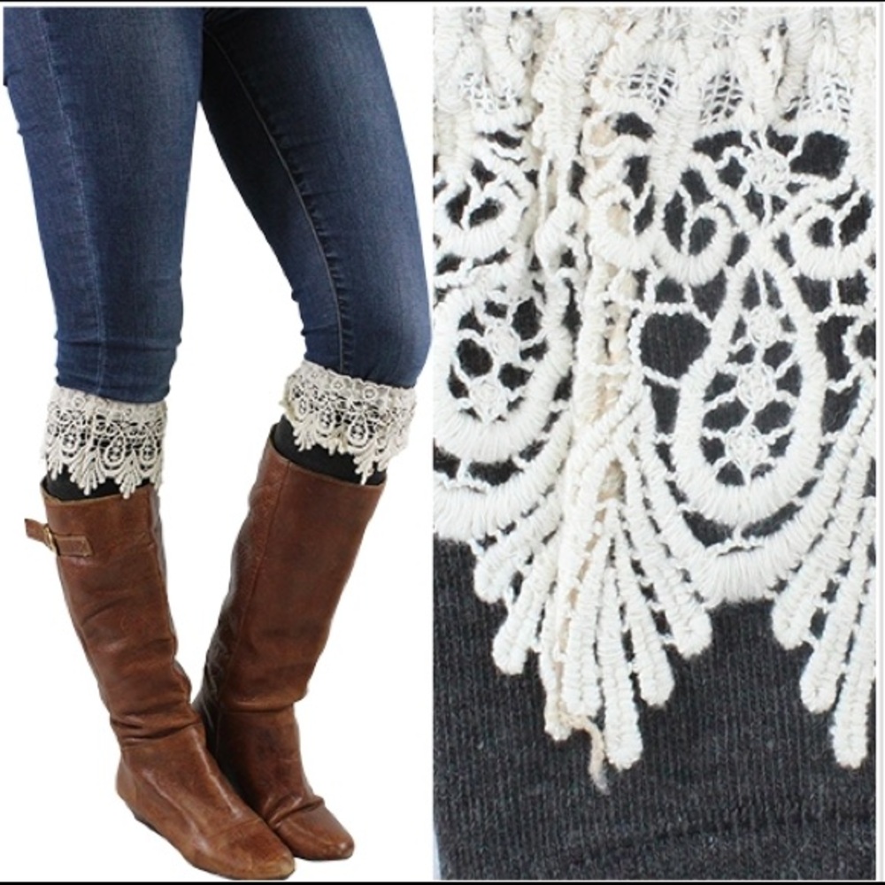 NWT Grey Lace Boot Warmers Warmer Cuff Cuffs